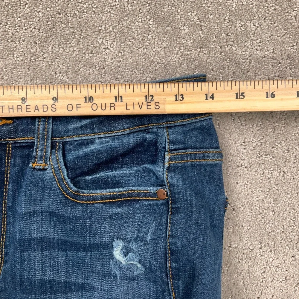 Judy Blue LA Jeans Women 7/28 Blue JB82202MD Skinny Fit Distressed Raw Hem Denim